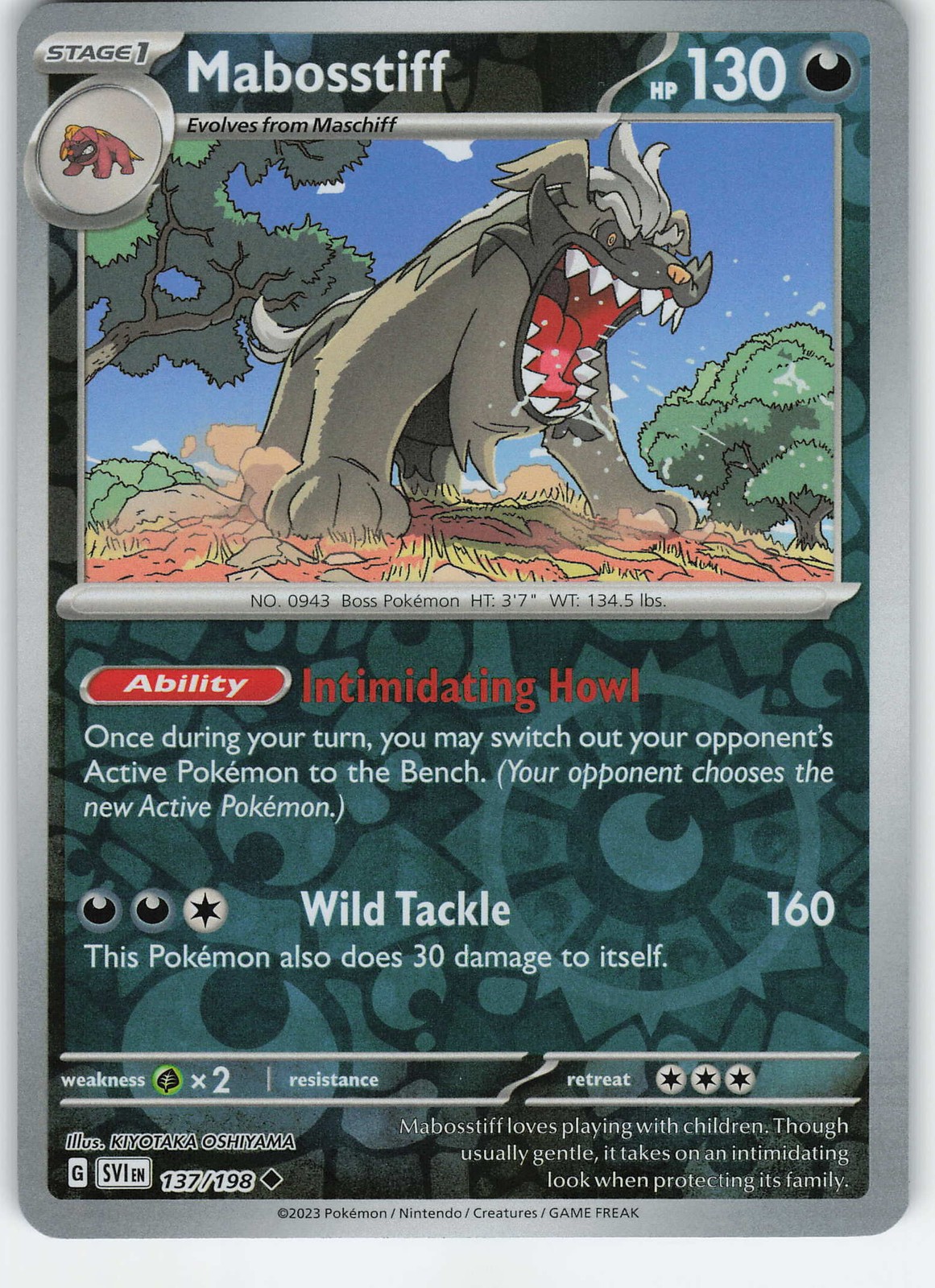 Mabosstiff - 137/198 Reverse Holo SV01: Scarlet & Violet Base Set NM Pokémon