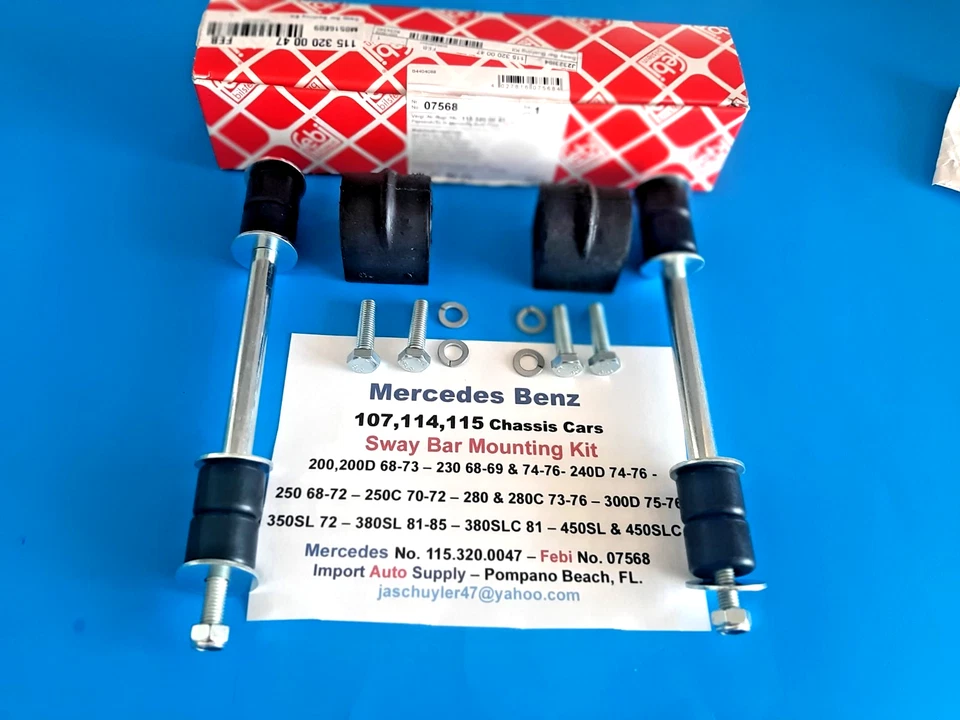 Kit de buje de barra estabilizadora delantera Mercedes Benz 107, 114, 115 220, 280, 380SL/C 450SL/C Foto 2 de 4