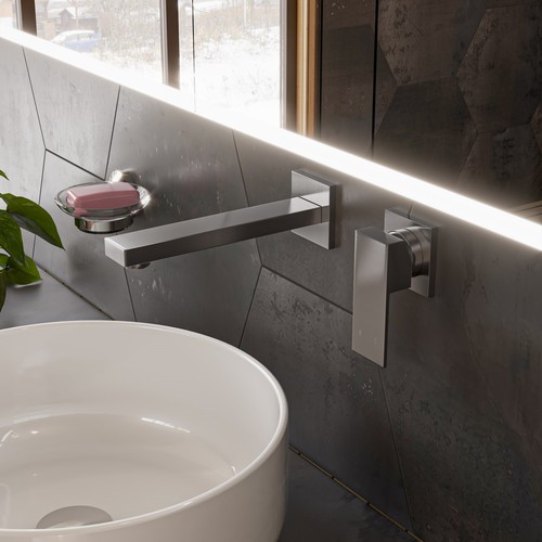 ALFI brand AB1468 Nickel Single Lever Wallmount Bathroom Faucet