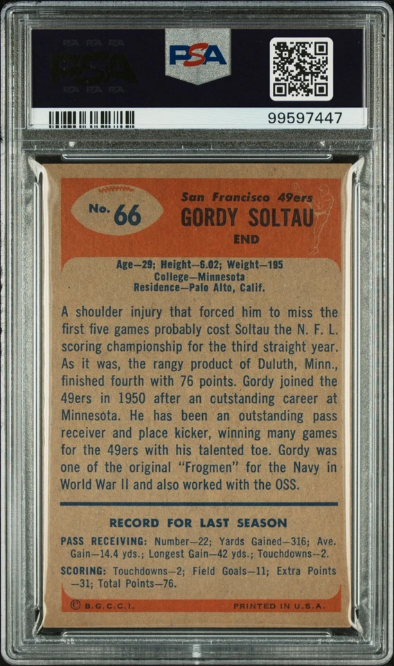 1955 BOWMAN #66 GORDON SOLTAU PSA NM 7 - Image 2 of 2