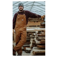 Vintage 1990s Carhartt Duck Bib Overalls R01 BRN Made in USA 44x30