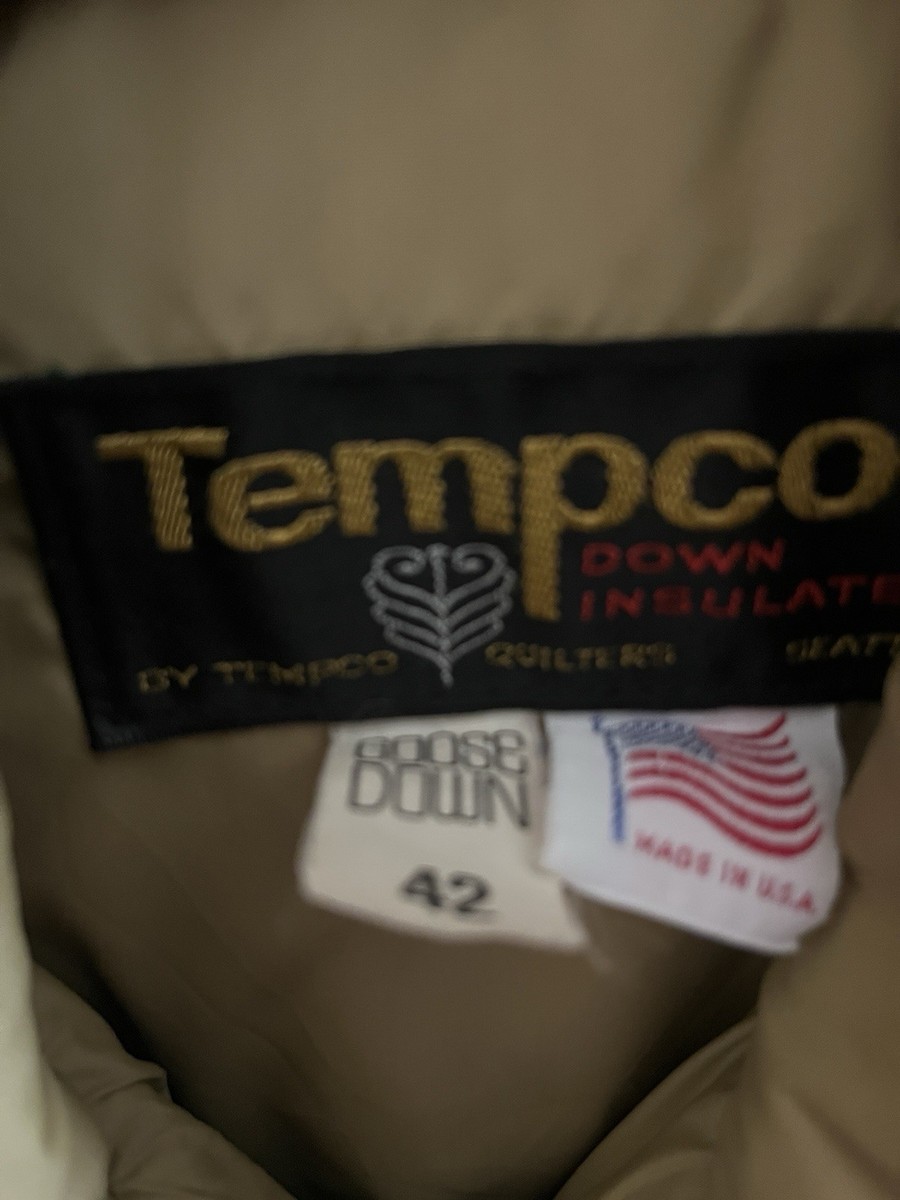 Tempco Vintage Down Coat Large USA EUC Tan View 2