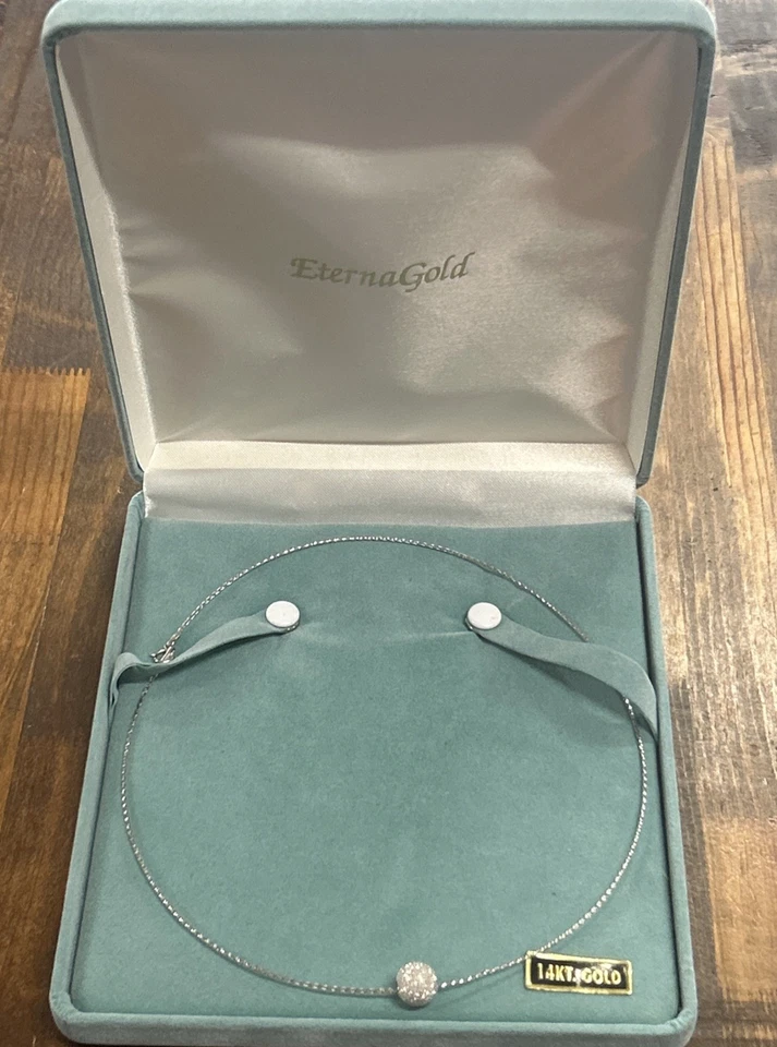 "Collar colgante bola oro blanco 14k Milor colgante en caja original 1,56 G" Foto 2 de 4