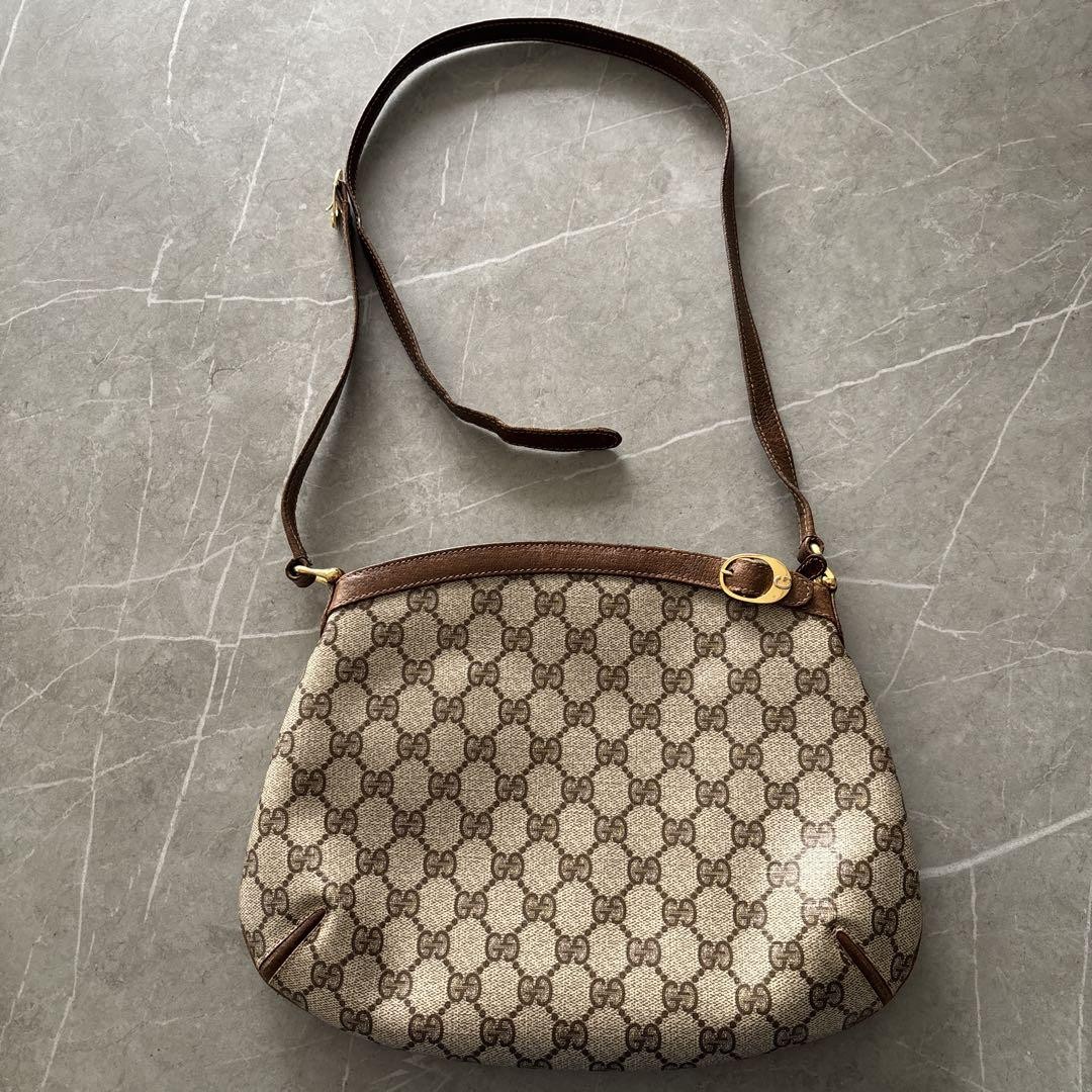GUCCI GG Pattern Round Brown Shoulder Bag