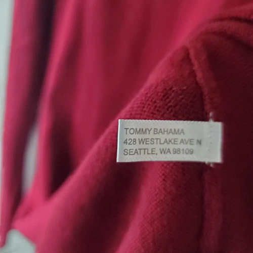 Tommy Bahama Maroon/Burgundy Island V-Luxe Sweater Cotton Cashmere Large - Picture 6 of 6