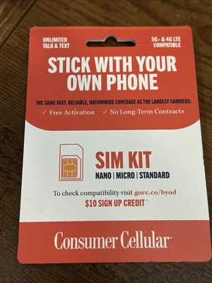 #ad Consumer Cellular All In One SIM Card NEW SEALED $14.99