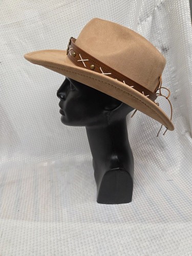 Hellbrauner Cowboy-Stil Hut mit 2 Riemen Designs L CG O02