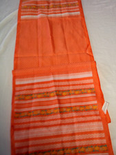 Vintage 70-80's Scarf-Polyester-Orange-White-Yellow-Green-11" x 66" MADE ITALY