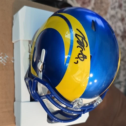 Davonte Adams LA Rams NFL Authenticated Autographed Football Helmet Beckett Mini