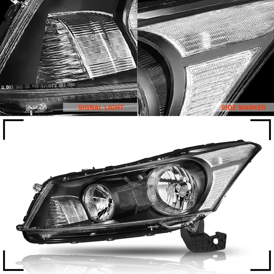 Par de montaje de faros esquineros transparentes negros de 4 puertas para Honda Accord 2008-2012 sedán Foto 2 de 4