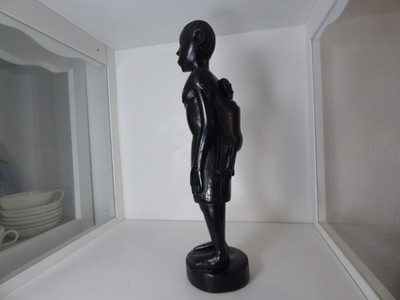 Skulptur aus Afrika Frau mit Kind Höhe ca. 34,5 cm Hartholz ca. 1,05 kg