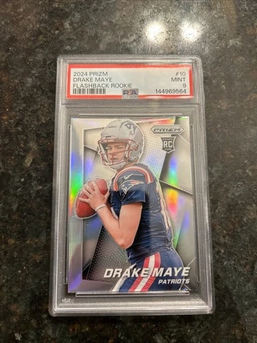2024 Panini Prizm Flashback Rookie Drake Maye #10 Silver Prizm (RC) PSA 9!