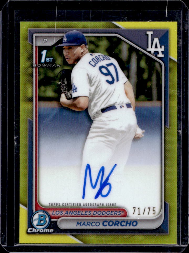 2024 Bowman Chrome Marco Corcho Auto Yellow Refractor 1st Prospect #71/75