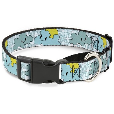 Plastic Martingale Collar Cloudy Skies Rain Clouds White/Blues WIDE-Medium 16-23