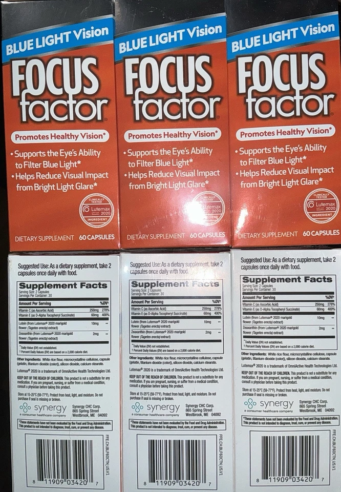 Focus Factor Fórmula Visión Luz Azul Ojos Saludables 60 Cápsulas Lote de 6 Cajas 25/05 Foto 2 de 4