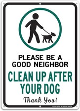 2 Pack Clean Up After Your Dog Sign, Clean Up After Your Pets, Be a Good Neig...
