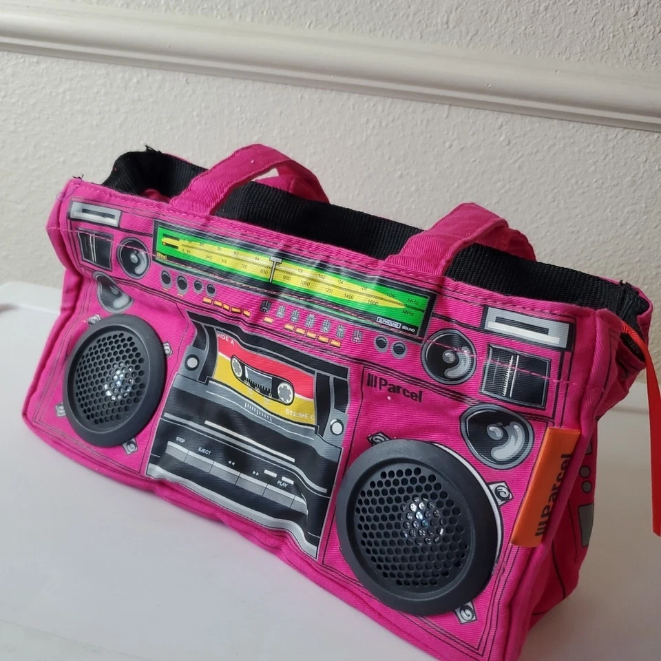 Винтажный III посылка бумбокс динамик Дамская сумка аудио наплечная сумка с короткими ручками Y2K розовый - Изображение 3 из 4