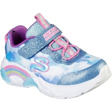 Skechers S Lights Rainbow Racers Girls Trainers 302300N Blue Toddler Sneaker