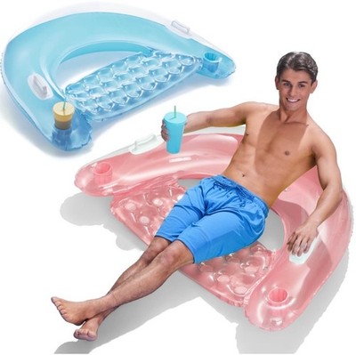 The Wet Set Sit N Float Inflatable Pool Lounge 60'' X 39'' 2 handles 2 cup holders