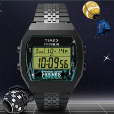 Timex X Fortnite T80 36MM Black Stainless Steel Bracelet Digital Alarm Watch
