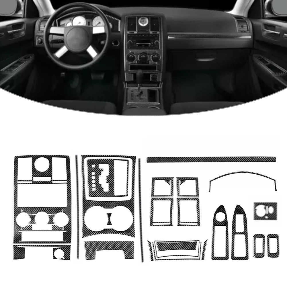 Carbon Fiber BLK Full Interior Cover Trim Kit For Chrysler 300 300C 2008-2010