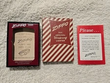 VINTAGE ZIPPO FULL SIZE LIGHTER RED STRIPE EMPTY BOX ONLY RARE & PAPERWORK