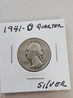 1941 D Washington Quarter 25C Silver Circulated Uncertified US Coin