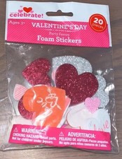 Valentine  s Day Foam Craft HEARTS Stickers 20 Pieces BNIP