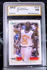 2001 SAGE Hit #1 Kwame Brown ROOKIE BASKETBALL CARD MINT GRADING GEM 10