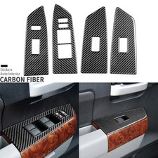 Cubierta de panel de interruptor de elevación de ventana de fibra de carbono real para Toyota Tundra Sequoia 07-13