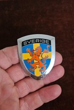 Vintage Enamel Automobile Radiator Dash Car Badge Sweden Sverige