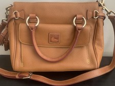 Dooney Bourke Vintage All Weather Leather Satchel British Tan Full Leather USA