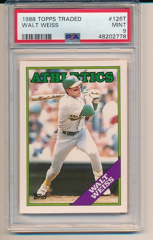 WALT WEISS OAKLAND ATHLETICS A'S Rookie TOPPS TRADED 1988 #126T PSA 9 MINT CARD