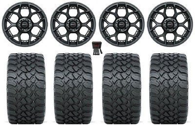 Madjax Evolution 15'' Golf Wheels Black 23'' Nomad Tires E-Z-GO & Club Car