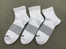 Bombas 3 Pairs Size XL Men Cushioned White Honeycomb Quarter Socks