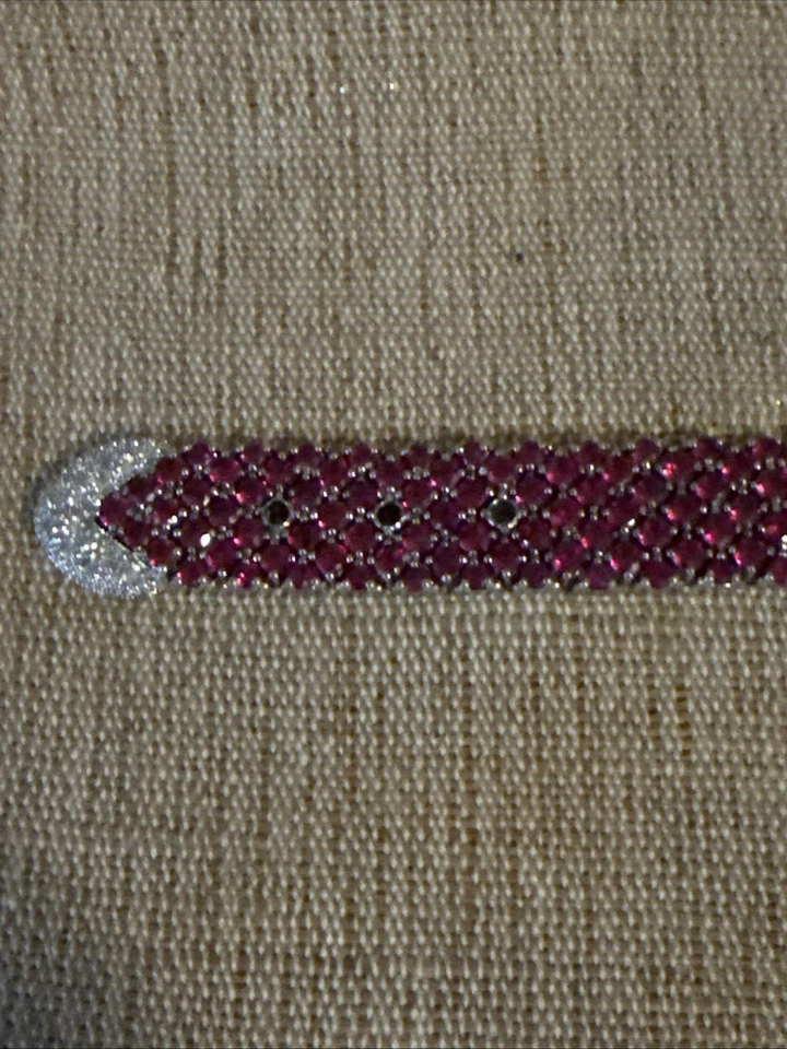 PULSERA HEBILLA CINTURÓN TOPACIO BLANCO ZAFIRO ROSA PAVÉ PLATA ESTERLINA RP de diseño Foto 4 de 4