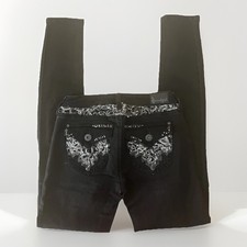 Soundgirl NWT Black Denim Jeans Low Rise Embellished Flap Pockets Womens Size 3