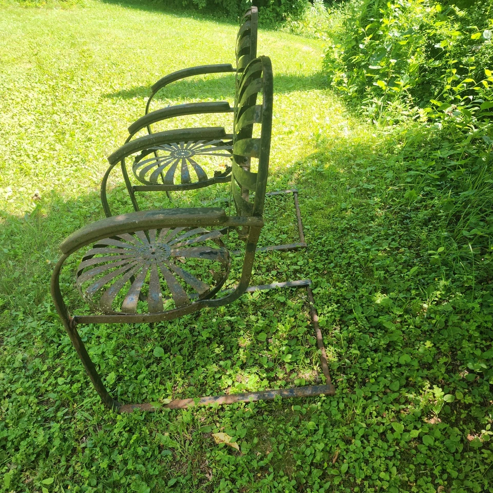  Raro Art Deco Francois Carre Gargen Sunburst Sillones Voladizos de Resorte Foto 4 de 4