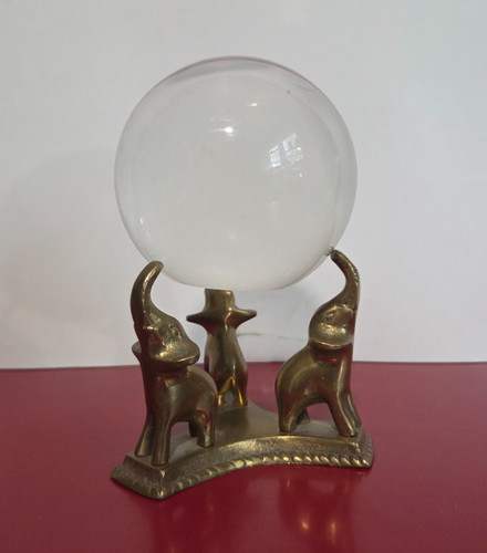 Donald Trump Taj Mahal Crystal Ball w/ Brass Stand | Robert Hooper April 1990