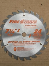 Fire Storm by Black & Decker - 7-1/4" - FS724SB Saw Blade 24T Tungsten Cardide