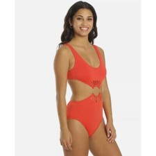 Vince Camuto Serengeti Shades Logo Ring One Piece Swimsuit  Size 12  NWT