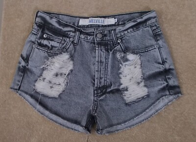 Denim mini shorts BRANDY MELVILLE hi-rise charcoal distressed