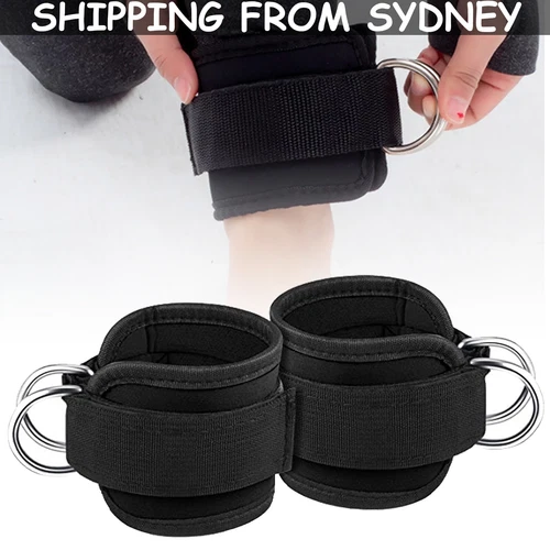 D-Ring Ankle Cuffs Leg Strength Trainer Cable Ankle Straps Gym Workouts Double   - Picture 1 of 12