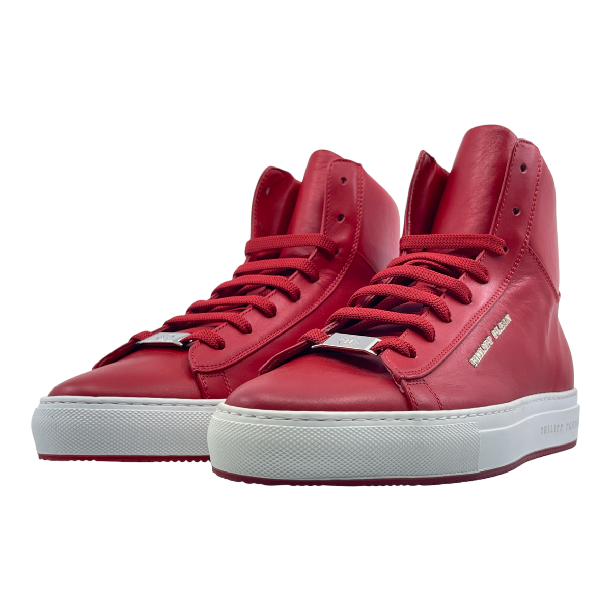 Philip Plein Men's Hi-Top Sneakers Edward R8K Red/Nickel NEW