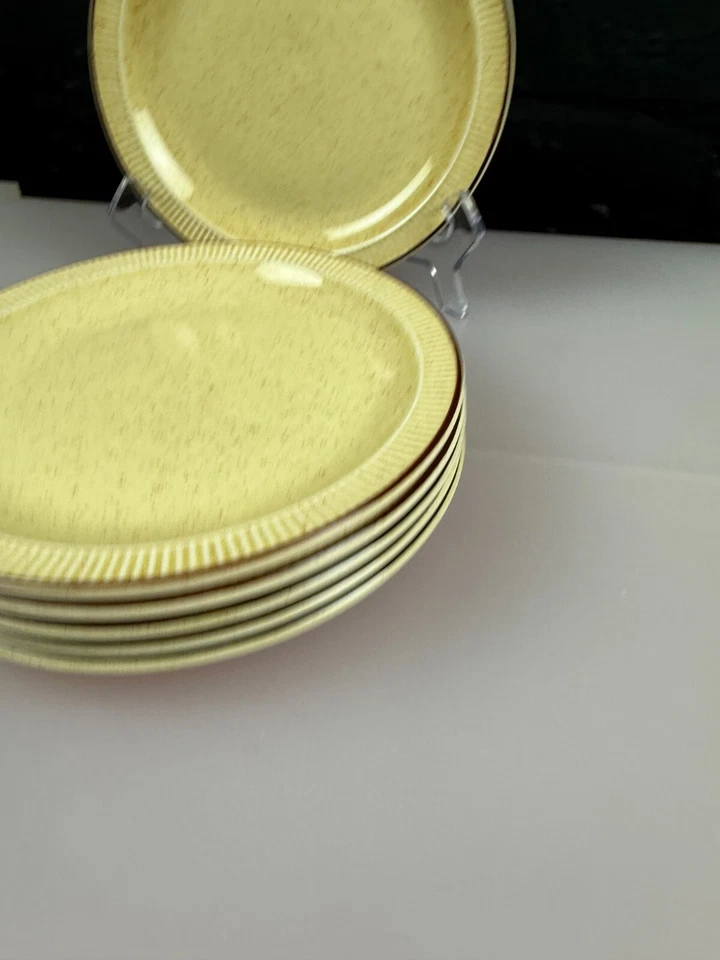 6 Poole Pottery Broadstone Yellow Tea Side Plates 18 cm Wide Last Set Available - Image 2 of 4