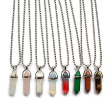 Natural Quartz Chakra Crystal Healing Point Cut Gemstone Pendant Reiki Necklace