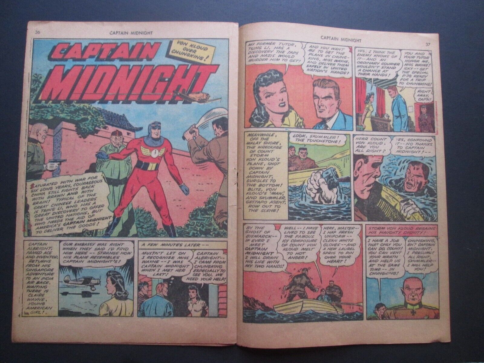 CENTER 8 PAGES ONLY! Captain Midnight 14 November 1943 Golden Age Trash or Art!