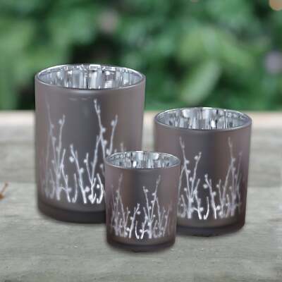 Branches Design Kerzenhalter aus Glas - Silber meliert