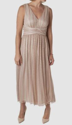 taylor metallic maxi dress $139 Taylor Women's Pink Sleeveless V-Neck Metallic Maxi Dress Size 4