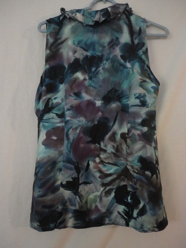 NWOT (?) Ann Taylor Women's 100% silk Blouse Size 6 Sleeveless blues and purples - Picture 3 of 5